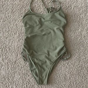 Target one piece swimsuit army green-ribbed